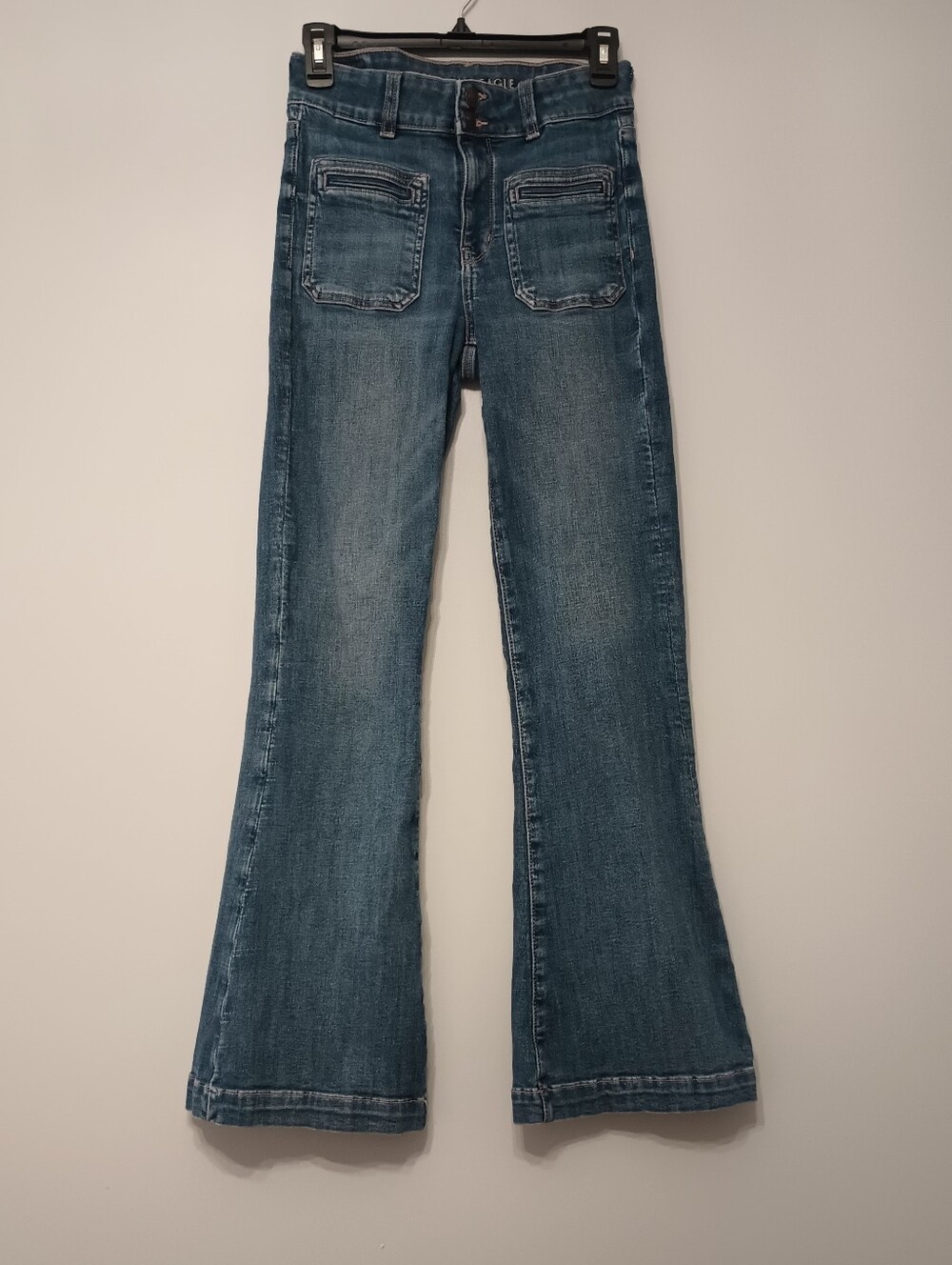 American Eagle Blue Flare Jeans Classic Mid Wash 4